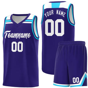 Custom Purple White-Powder Blue Classic Sports Uniform Basketball Jersey