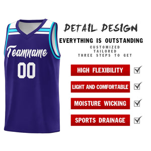 Custom Purple White-Powder Blue Classic Sports Uniform Basketball Jersey