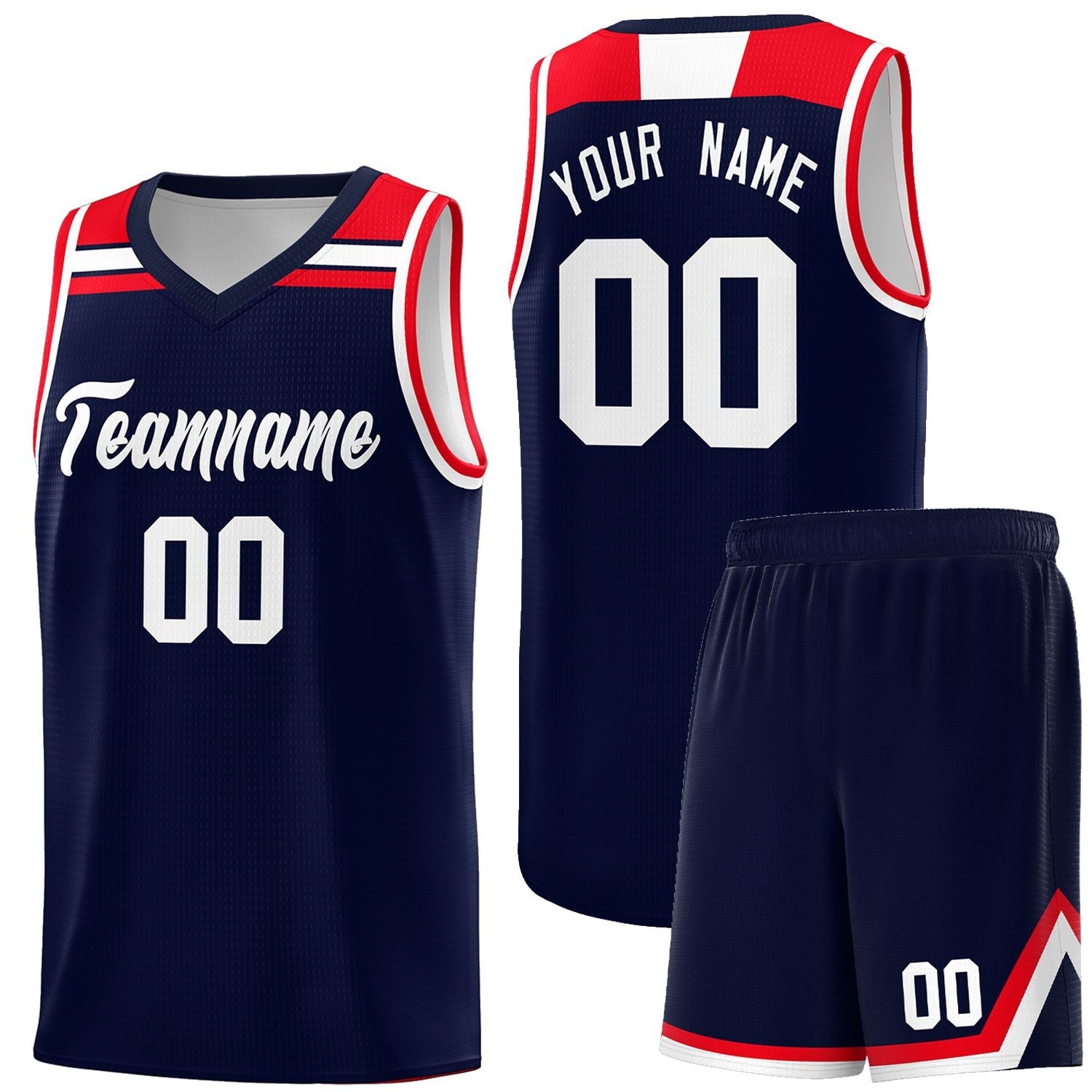 Custom Navy White-Red Classic Sports Uniform Basketball Jersey