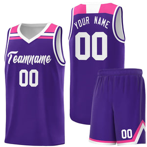 Custom Purple White-Pink Classic Sports Uniform Basketball Jersey