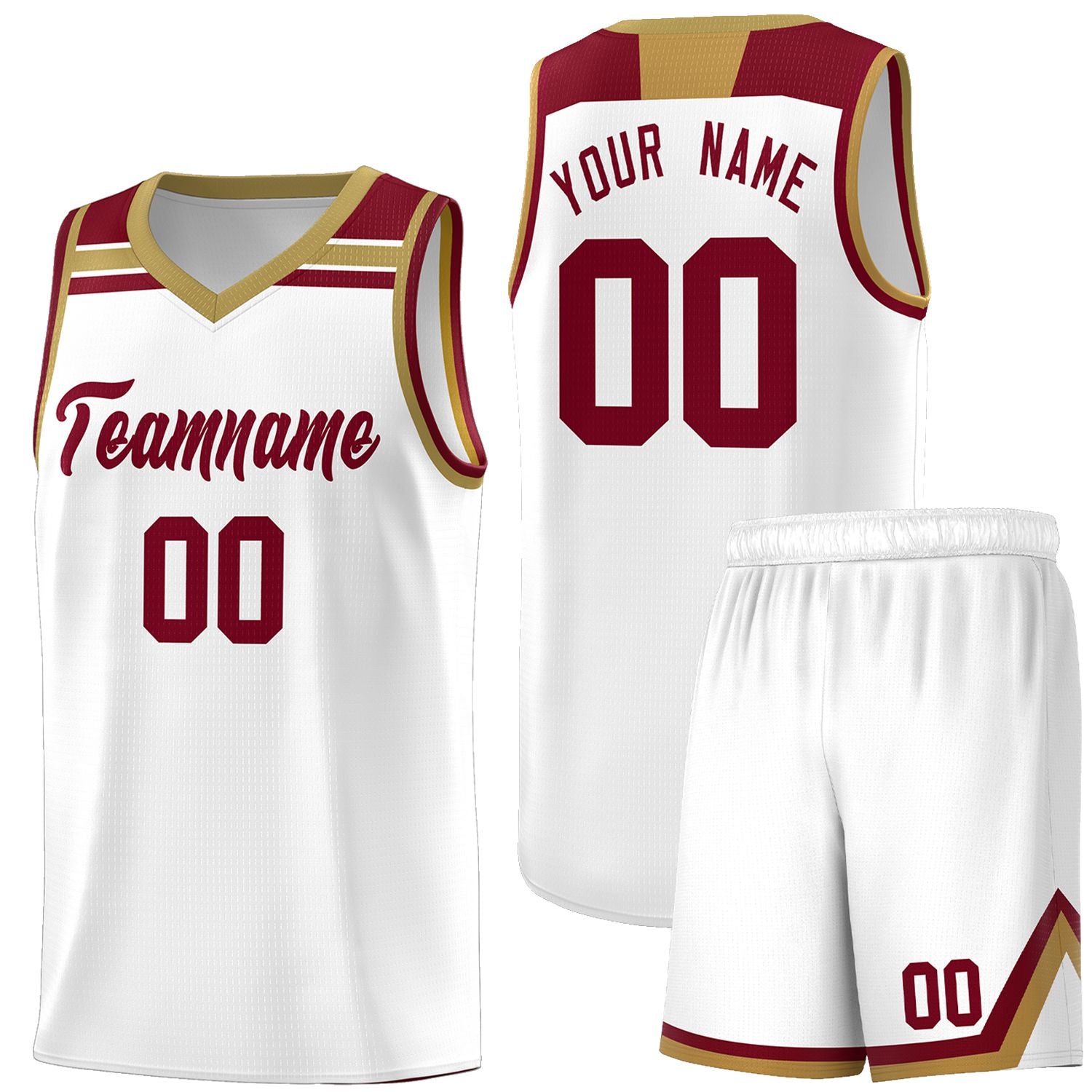 Custom White Crimson-Old Gold Classic Sports Uniform Basketball Jersey