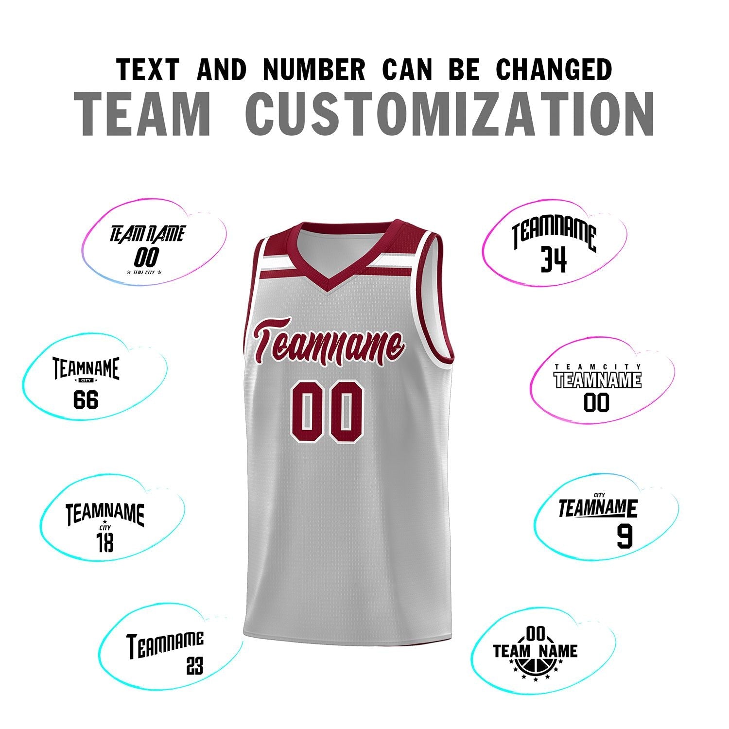 Custom Gray Crimson-White Classic Sports Uniform Basketball Jersey