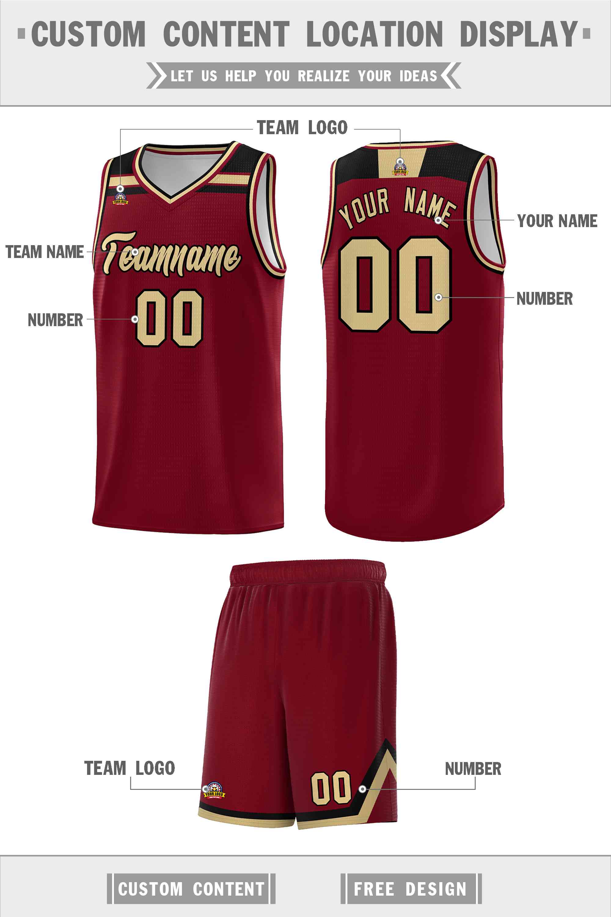 Custom Crimson Khaki-Black Classic Sports Uniform Basketball Jersey