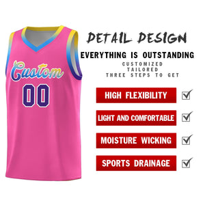 Custom Pink Personalized Gradient Font Sports Uniform Basketball Jersey