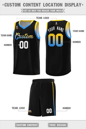 Custom Black Personalized Gradient Font Sports Uniform Basketball Jersey