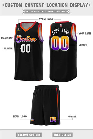 Custom Black Personalized Gradient Font Sports Uniform Basketball Jersey