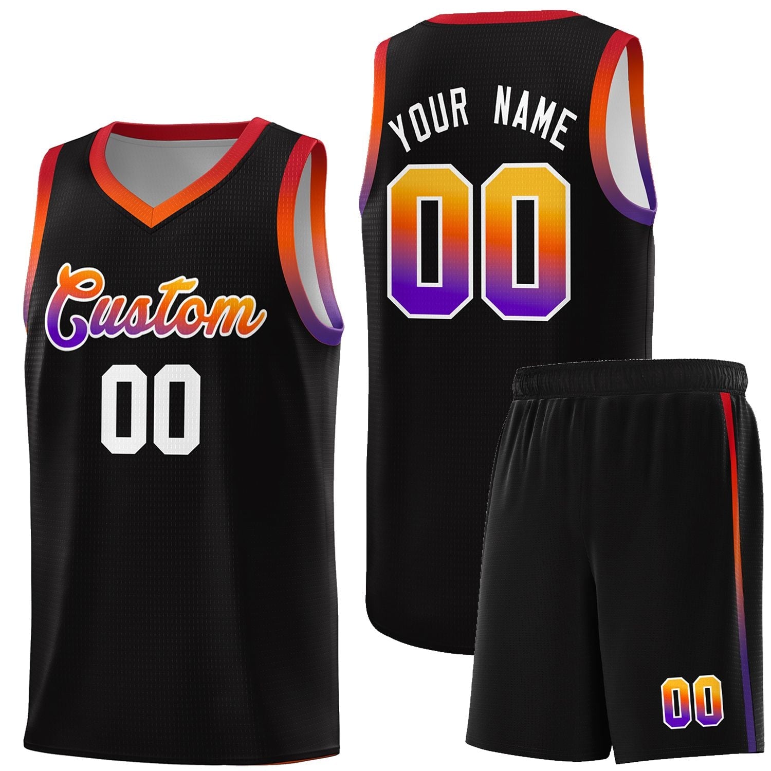 Custom Black Personalized Gradient Font Sports Uniform Basketball Jersey