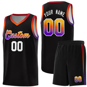 Custom Black Personalized Gradient Font Sports Uniform Basketball Jersey