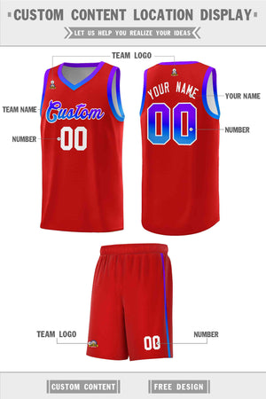 Custom Red Personalized Gradient Font Sports Uniform Basketball Jersey