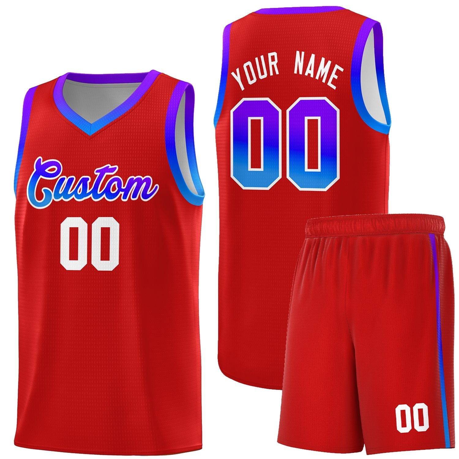 Custom Red Personalized Gradient Font Sports Uniform Basketball Jersey