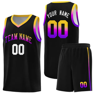 Custom Black Personalized Gradient Font Sports Uniform Basketball Jersey