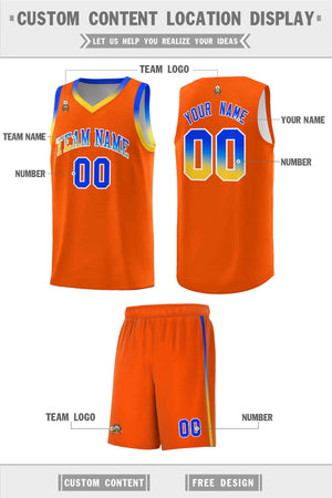 Custom Orange Personalized Gradient Font Sports Uniform Basketball Jersey