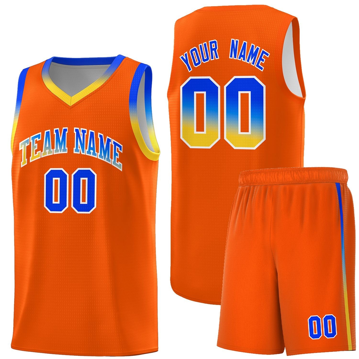 Custom Orange Personalized Gradient Font Sports Uniform Basketball Jersey