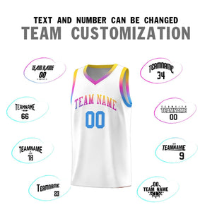 Custom White Personalized Gradient Font Sports Uniform Basketball Jersey