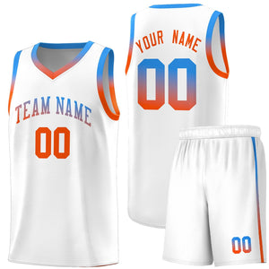 Custom White Personalized Gradient Font Sports Uniform Basketball Jersey