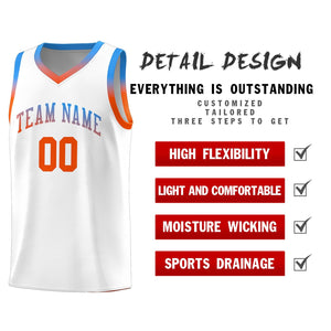 Custom White Personalized Gradient Font Sports Uniform Basketball Jersey