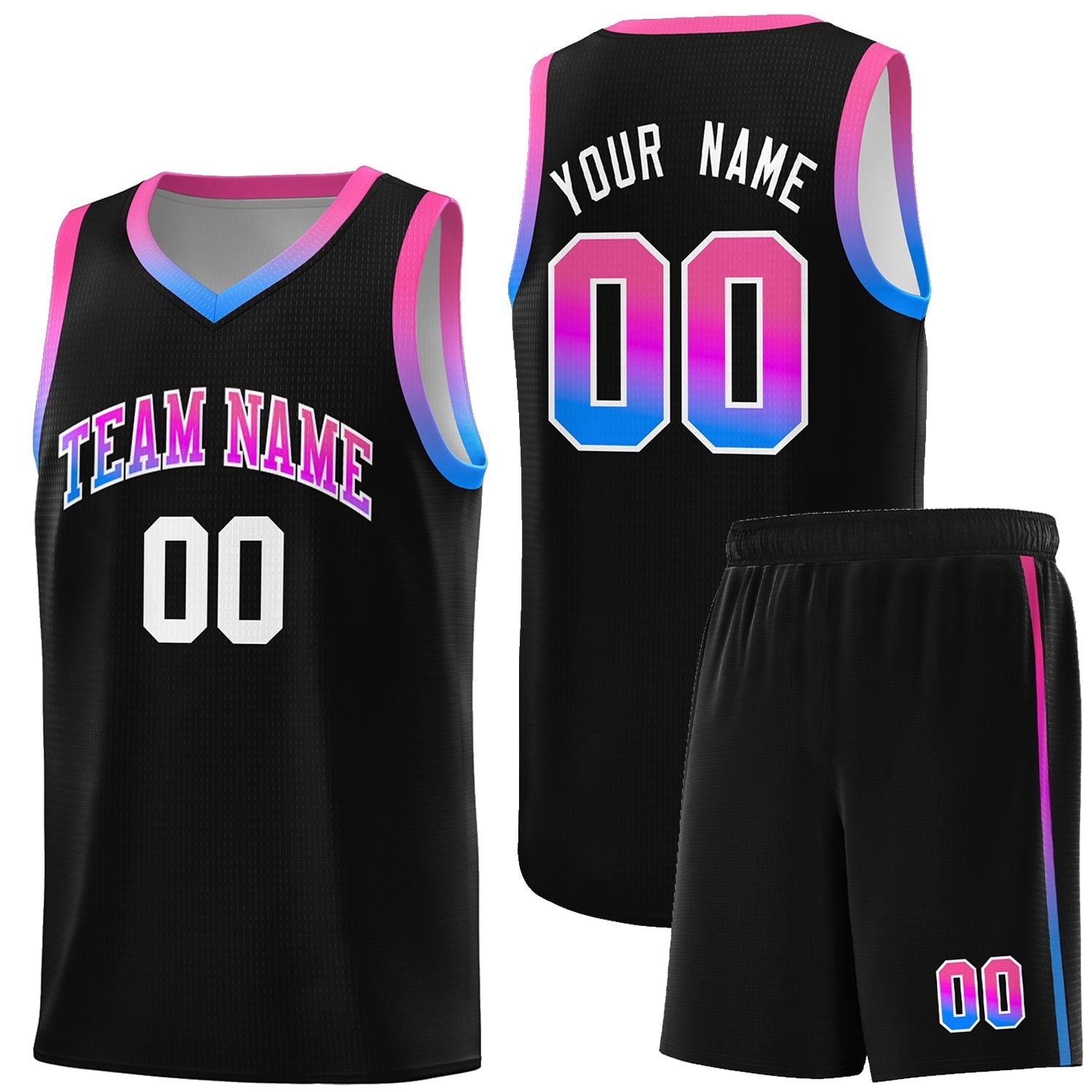 Custom Black Personalized Gradient Font Sports Uniform Basketball Jersey