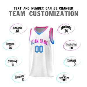 Custom White Personalized Gradient Font Sports Uniform Basketball Jersey