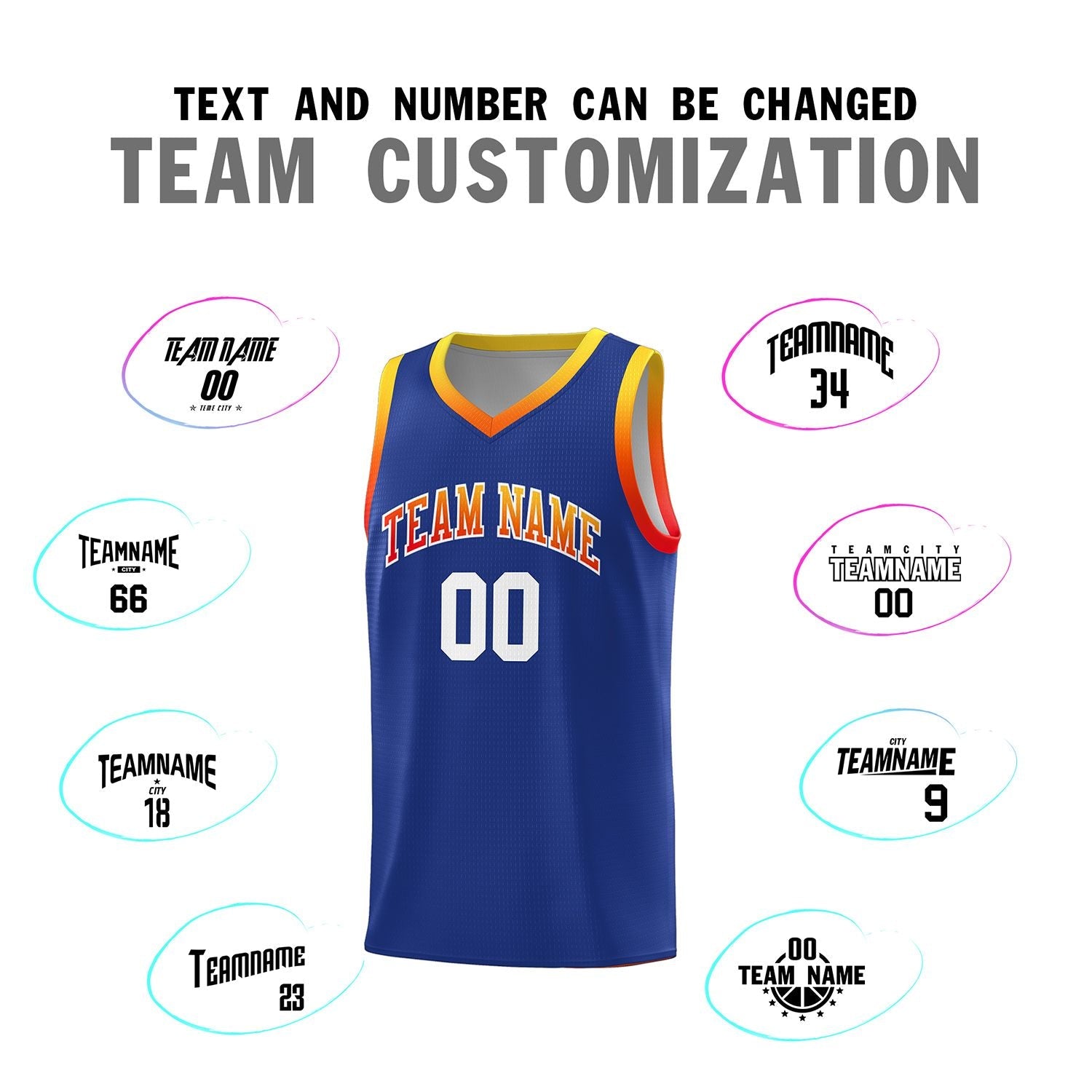 Custom Royal Personalized Gradient Font Sports Uniform Basketball Jersey