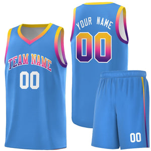 Custom Powder Blue Personalized Gradient Font Sports Uniform Basketball Jersey