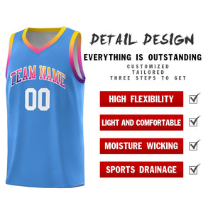 Custom Powder Blue Personalized Gradient Font Sports Uniform Basketball Jersey