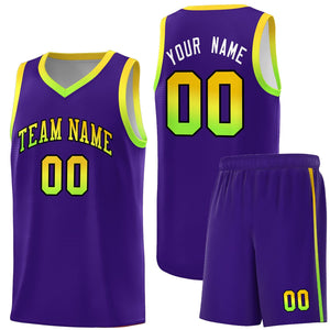 Custom Purple Personalized Gradient Font Sports Uniform Basketball Jersey