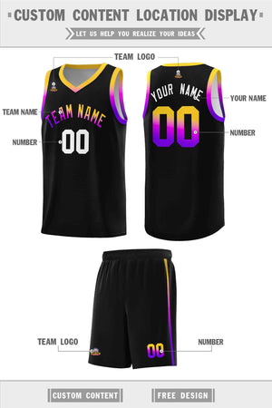 Custom Black Personalized Gradient Font Sports Uniform Basketball Jersey