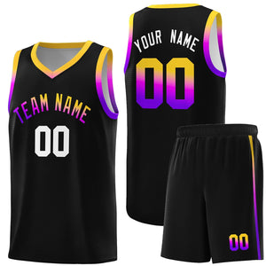 Custom Black Personalized Gradient Font Sports Uniform Basketball Jersey