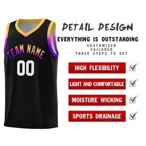 Custom Black Personalized Gradient Font Sports Uniform Basketball Jersey