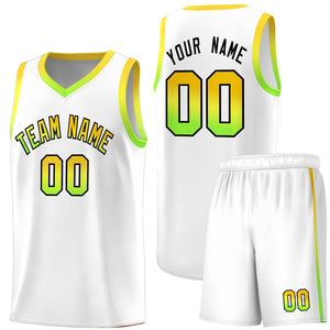 Custom White Personalized Gradient Font Sports Uniform Basketball Jersey