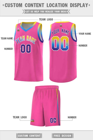 Custom Pink Personalized Gradient Font Sports Uniform Basketball Jersey