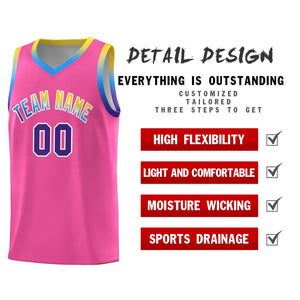 Custom Pink Personalized Gradient Font Sports Uniform Basketball Jersey