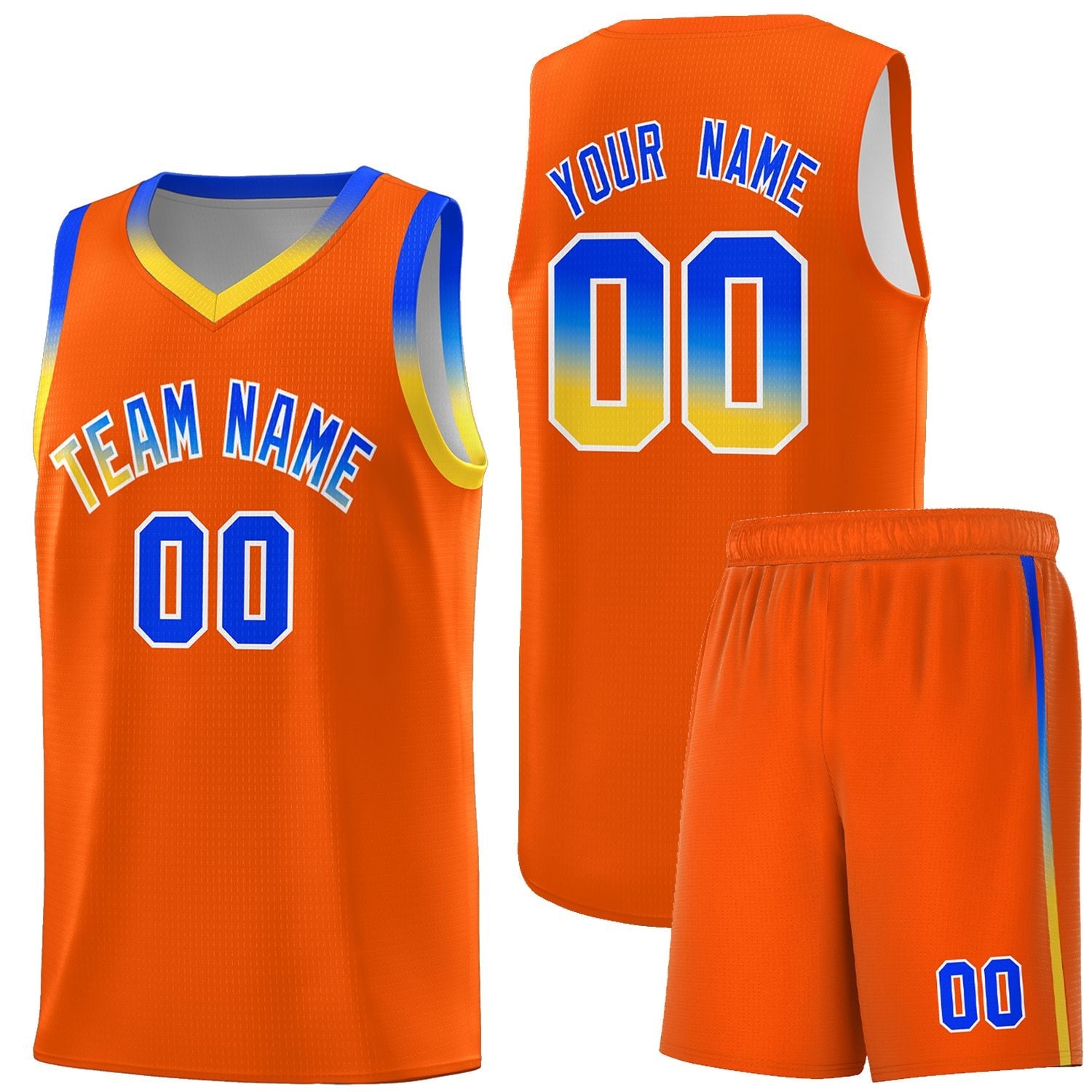 Custom Orange Personalized Gradient Font Sports Uniform Basketball Jersey