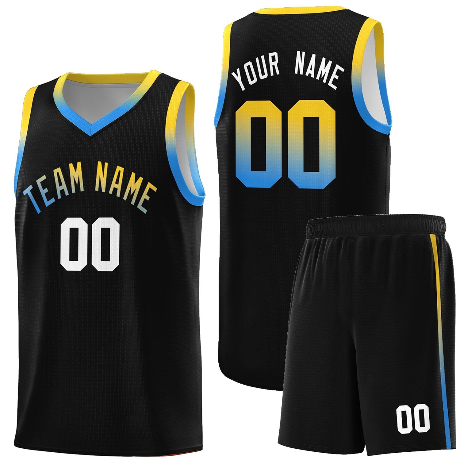 Custom Black Personalized Gradient Font Sports Uniform Basketball Jersey