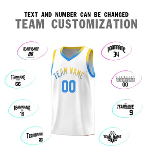 Custom White Personalized Gradient Font Sports Uniform Basketball Jersey