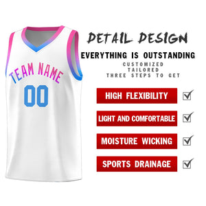 Custom White Personalized Gradient Font Sports Uniform Basketball Jersey