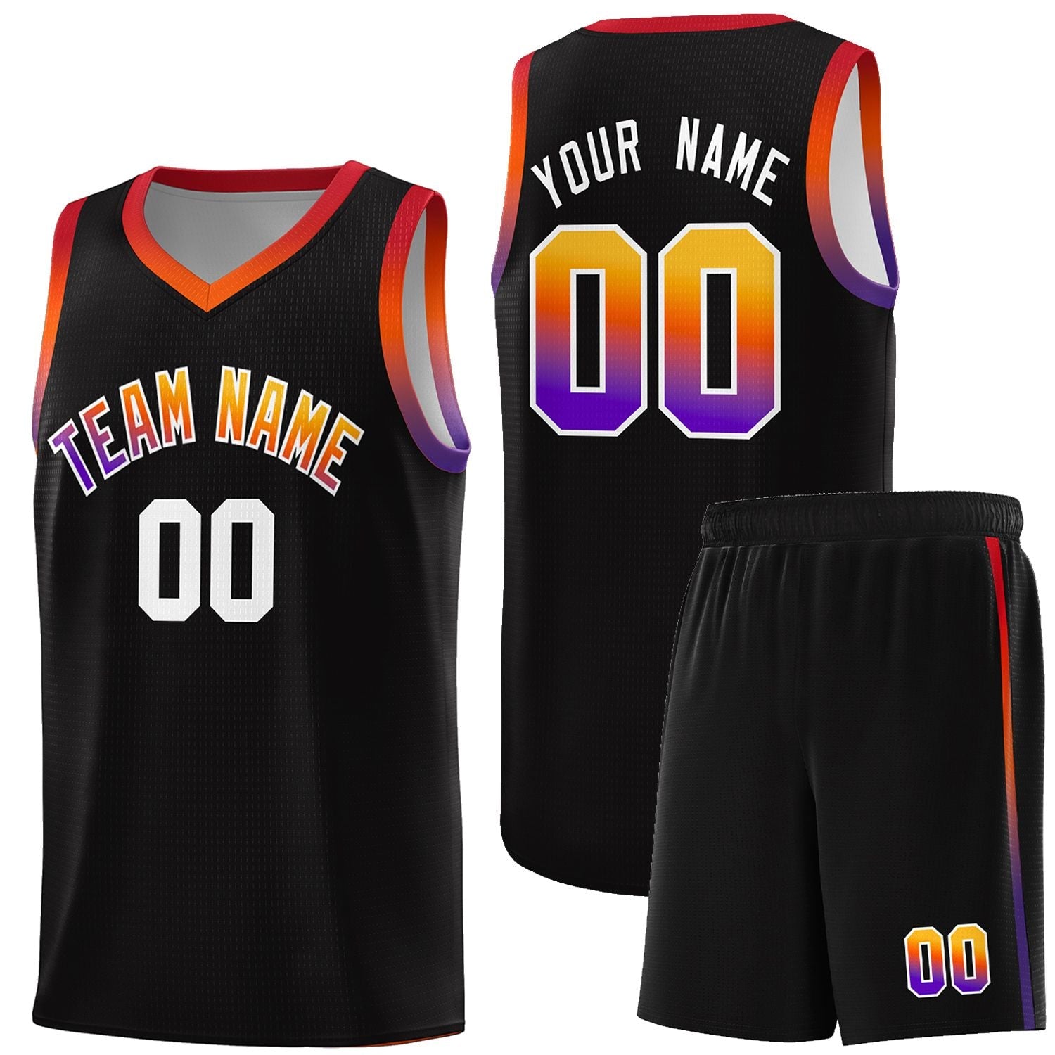 Custom Black Personalized Gradient Font Sports Uniform Basketball Jersey