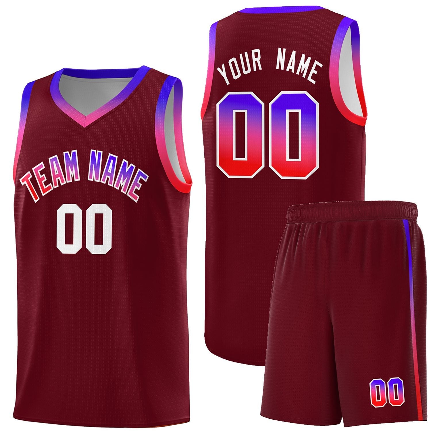 Custom Crimson Personalized Gradient Font Sports Uniform Basketball Jersey