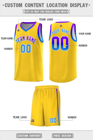 Custom Gold Personalized Gradient Font Sports Uniform Basketball Jersey