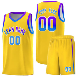 Custom Gold Personalized Gradient Font Sports Uniform Basketball Jersey