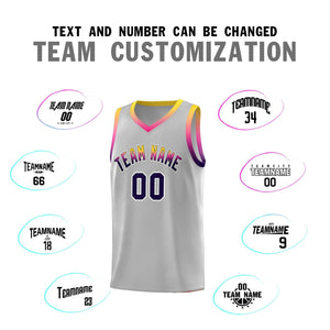 Custom Gray Personalized Gradient Font Sports Uniform Basketball Jersey