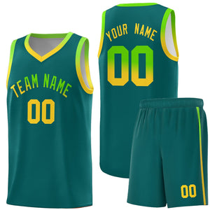 Custom Aqua Personalized Gradient Font Sports Uniform Basketball Jersey