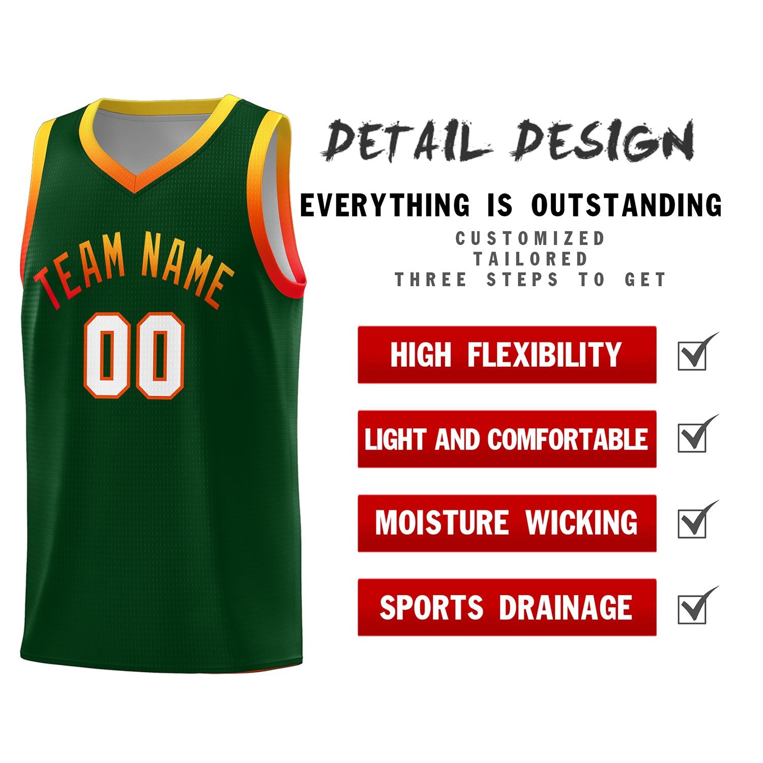 Custom Green Personalized Gradient Font Sports Uniform Basketball Jersey