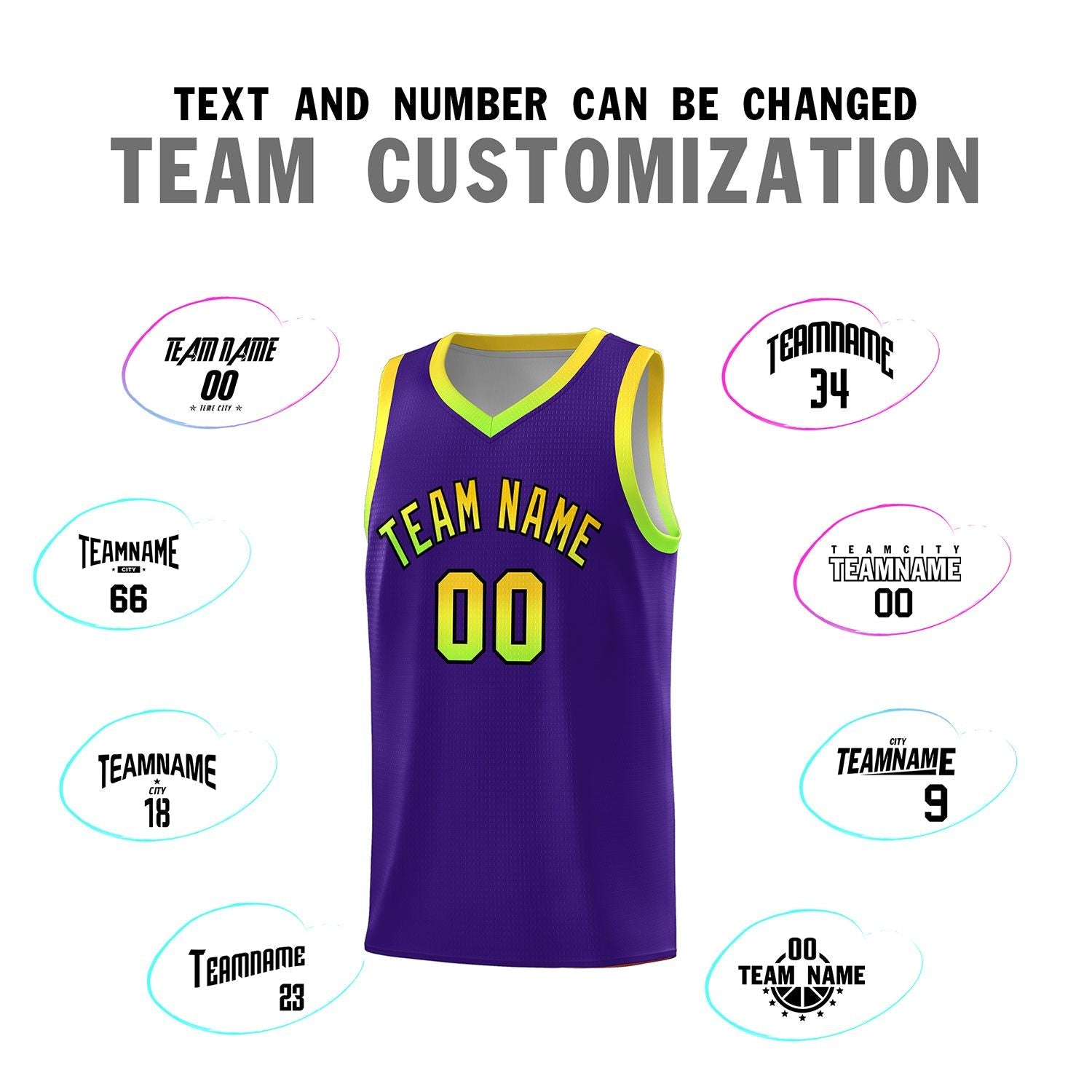 Custom Purple Personalized Gradient Font Sports Uniform Basketball Jersey