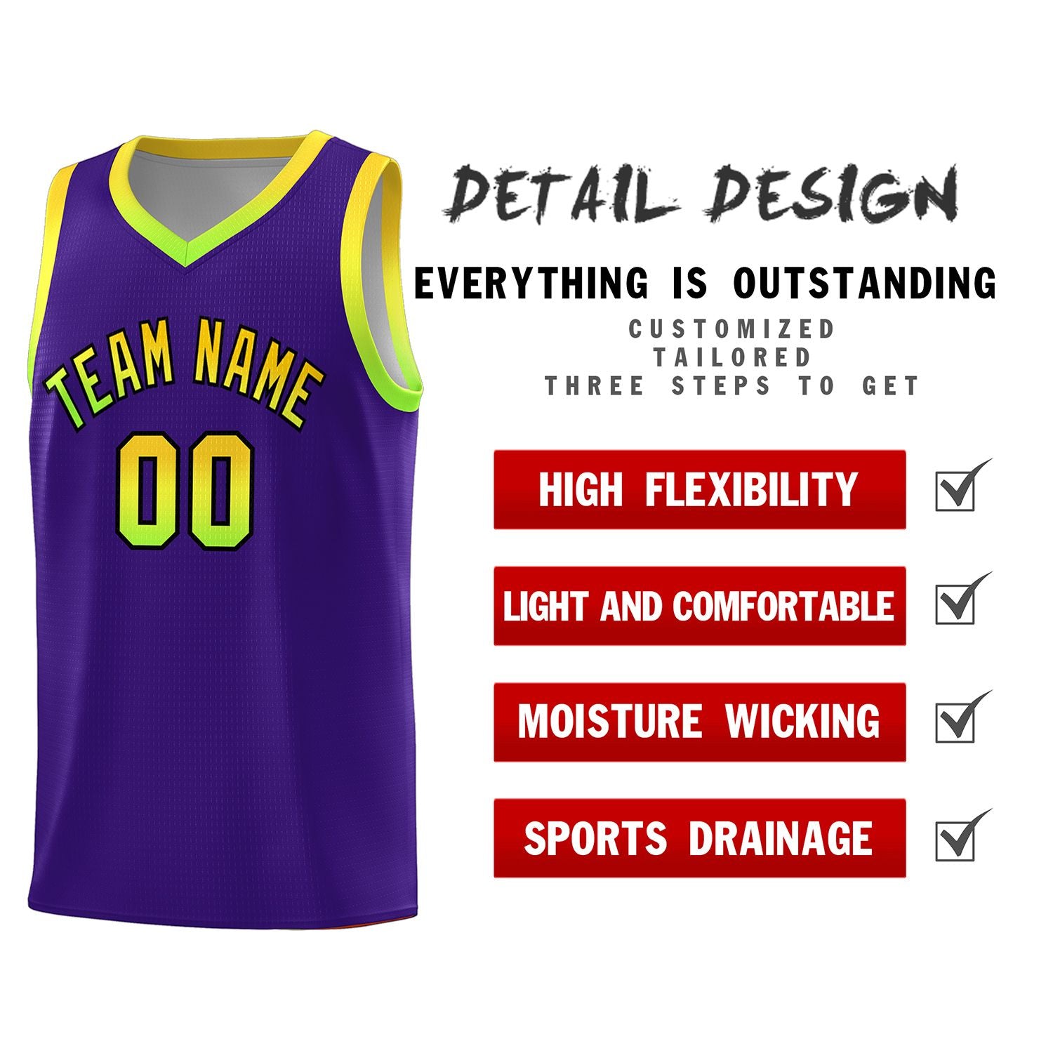 Custom Purple Personalized Gradient Font Sports Uniform Basketball Jersey