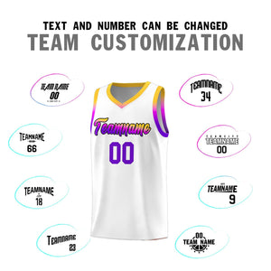 Custom White Personalized Gradient Font Sports Uniform Basketball Jersey