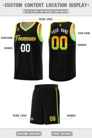 Custom Black Personalized Gradient Font Sports Uniform Basketball Jersey