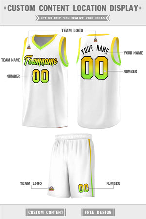 Custom White Personalized Gradient Font Sports Uniform Basketball Jersey