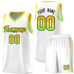 Custom White Personalized Gradient Font Sports Uniform Basketball Jersey