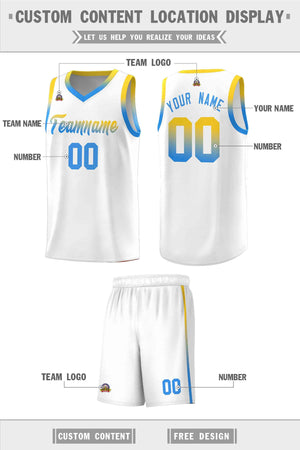 Custom White Personalized Gradient Font Sports Uniform Basketball Jersey